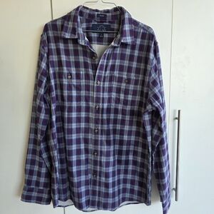 Casual Men's Plaid Button-Down Shirt - Blue and Purple